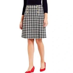 NWT Talbots Black Ivory Houndstooth Tweed Wool Blend Skirt Women’s 16P Preppy